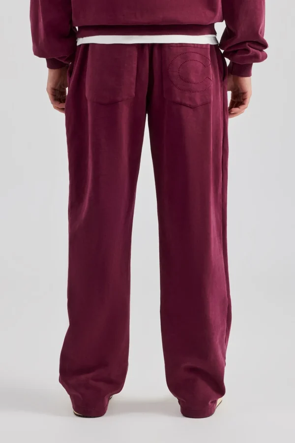 Washed Straight Leg Jogger - Burgundy