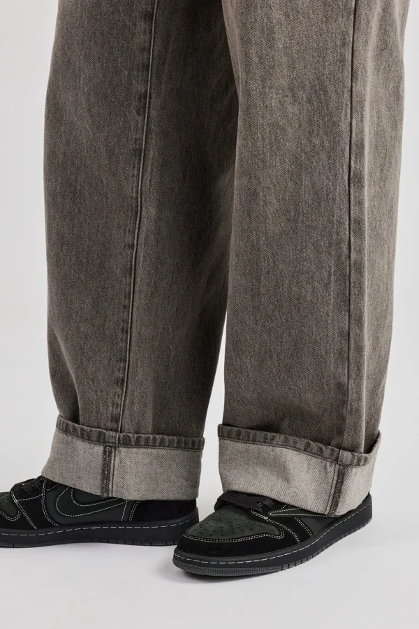 Washed Turn Up Baggy Jean - Washed Grey