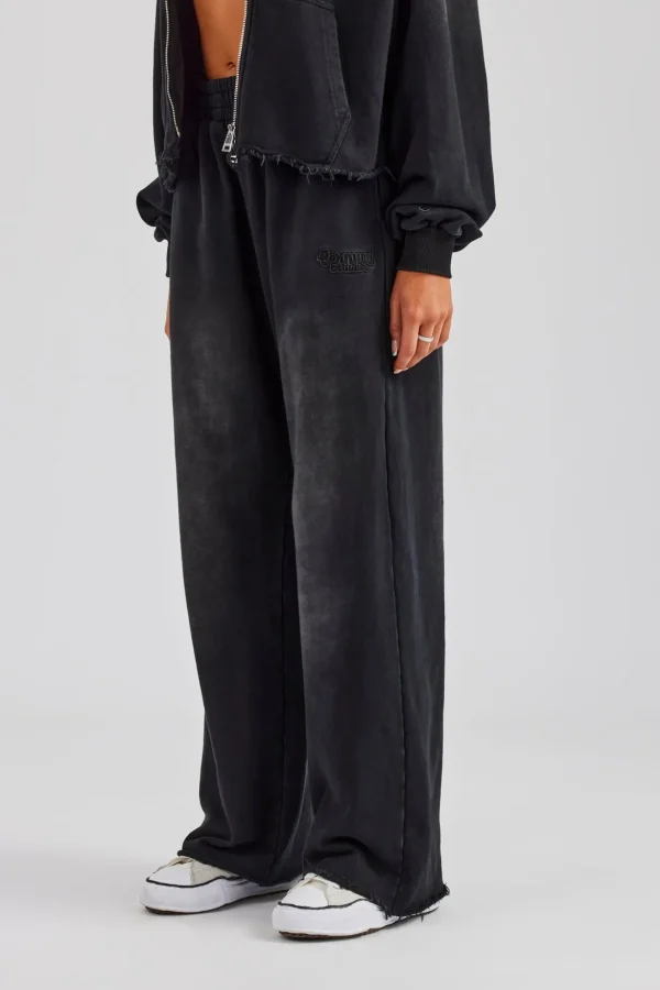 Washed Wide Leg Jogger - Black