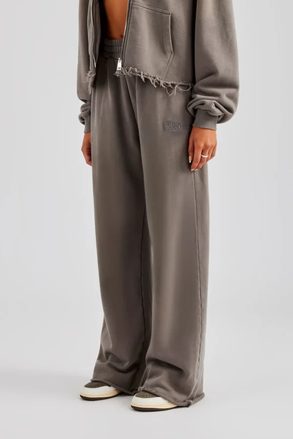 Washed Wide Leg Jogger - Grey