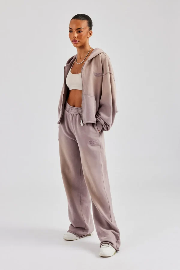 Washed Wide Leg Jogger - Mauve