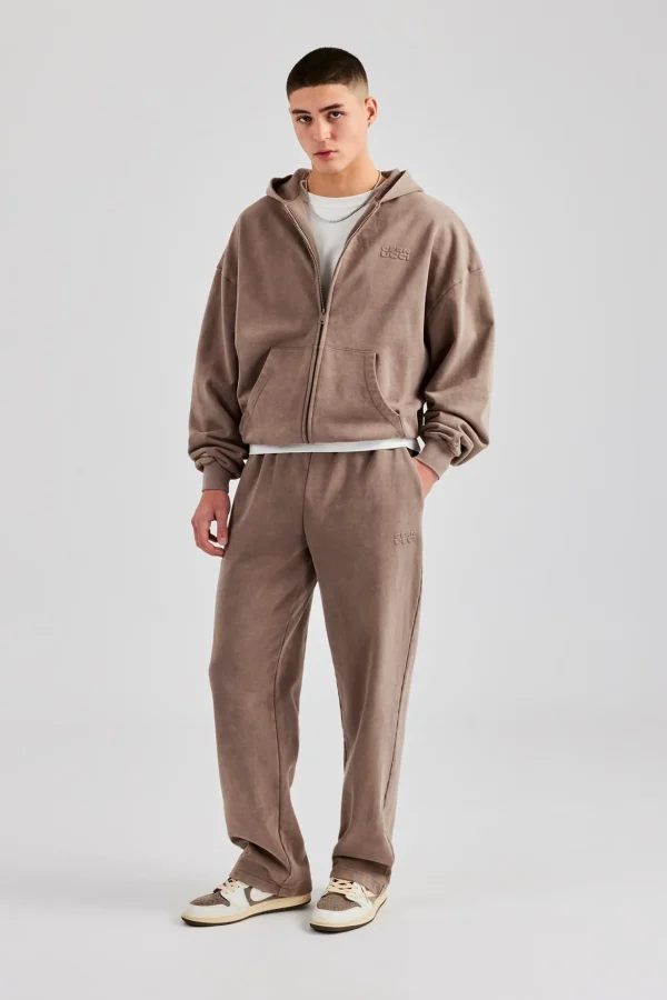 Washed Zip Through Tracksuit - Taupe