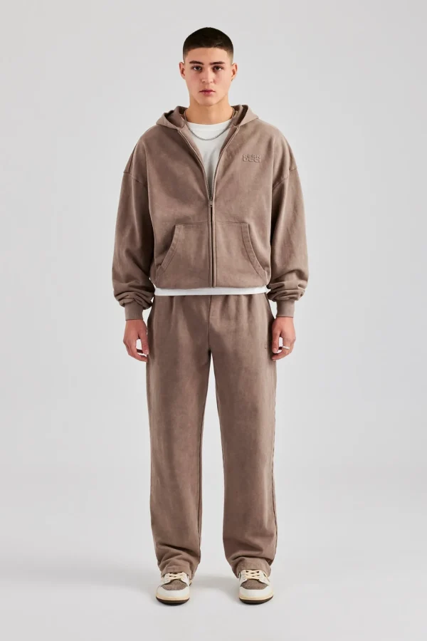 Washed Zip Through Tracksuit - Taupe