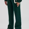 Wide Leg Knitted Jogger - Bottle Green