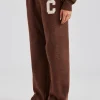 Wide Leg Knitted Jogger - Chocolate