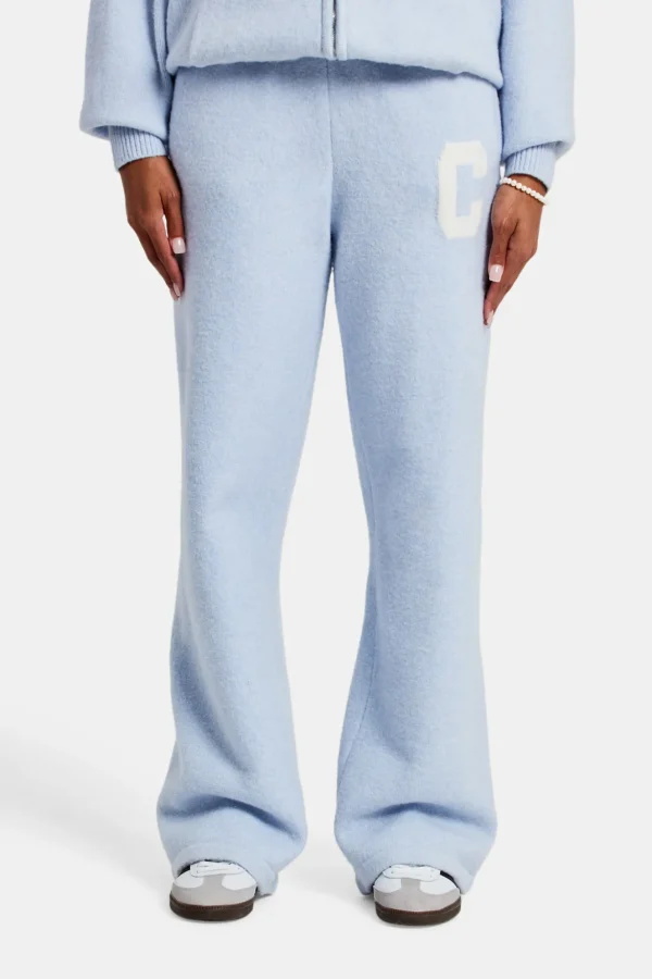 Wide Leg Knitted Jogger - Light Blue