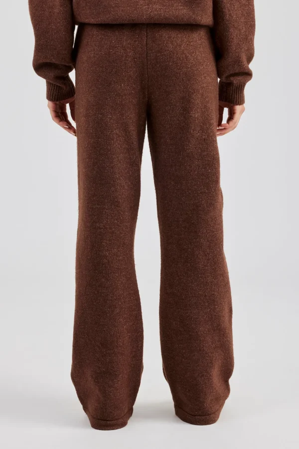 Wide Leg Knitted Jogger - Chocolate