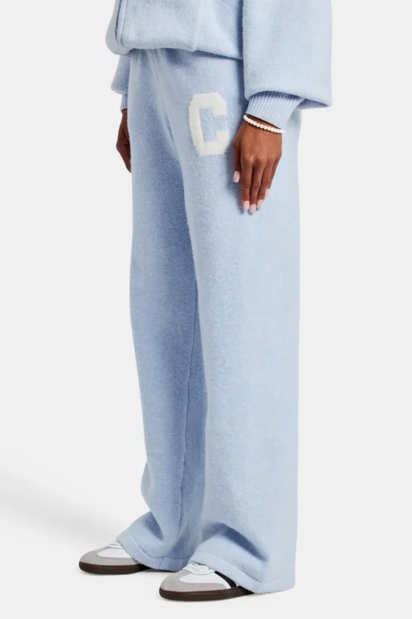 Wide Leg Knitted Jogger - Light Blue