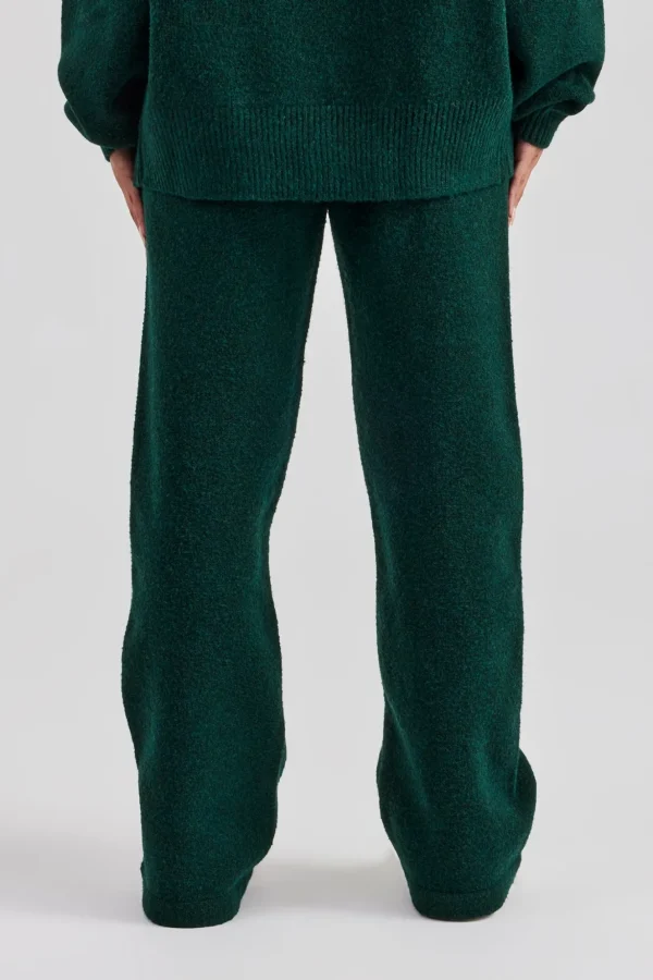 Wide Leg Knitted Jogger - Bottle Green