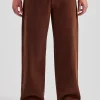 Wide Leg Twill Trouser - Chocolate