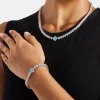 Womens Baby Blue Motif Tennis Chain + Bracelet