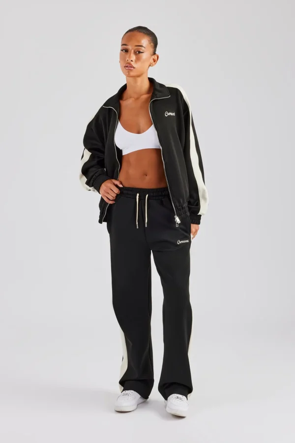 Womens Contrast Panel Tracksuit - Black