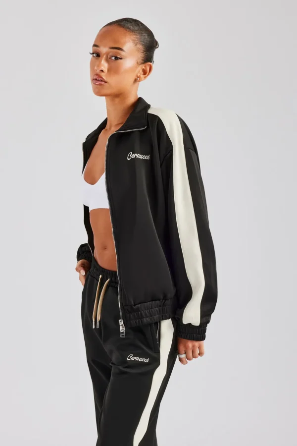 Womens Contrast Panel Track Jacket - Black