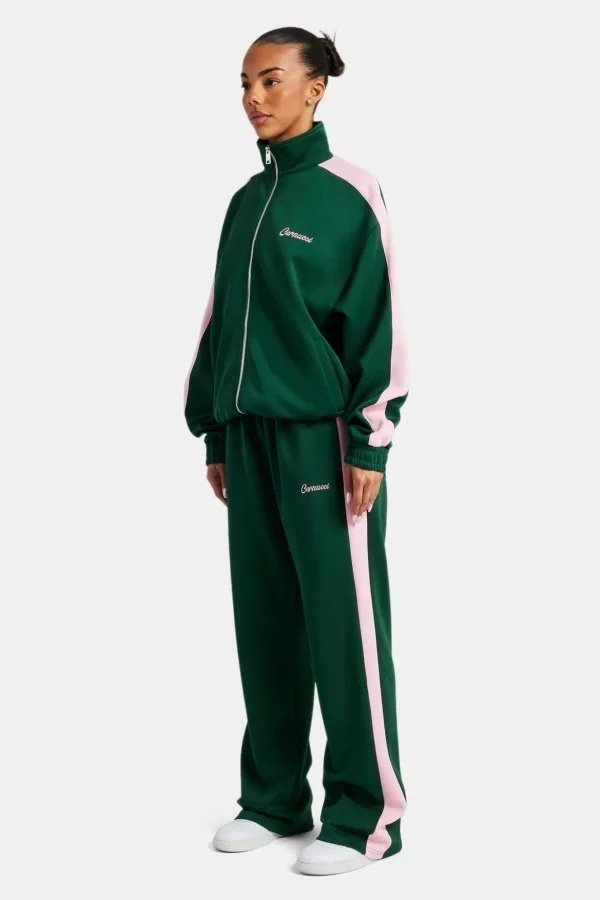 Womens Contrast Panel Tracksuit - Green