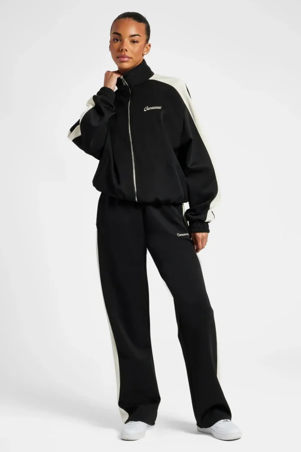 Womens Contrast Panel Track Pant - Black