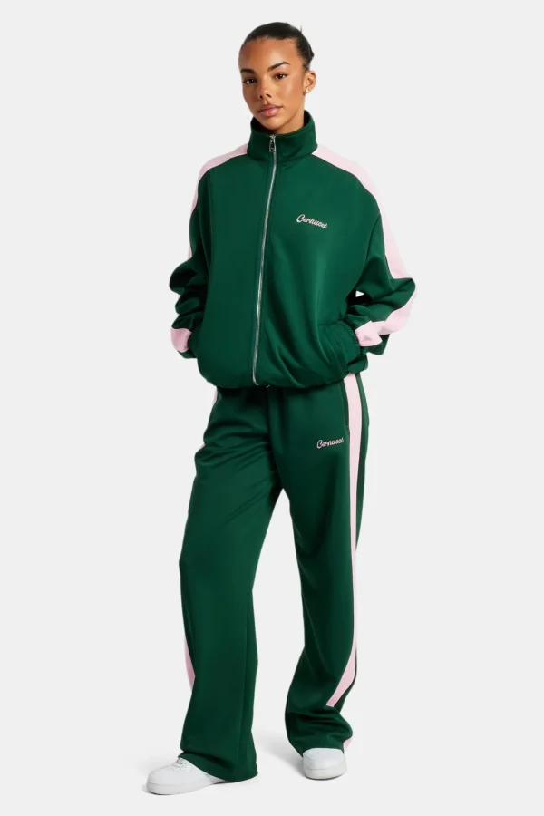 Womens Contrast Panel Tracksuit - Green