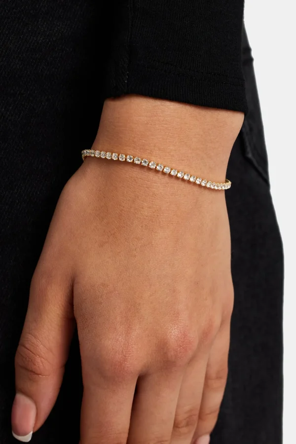 Womens Micro Tennis Bracelet - Gold