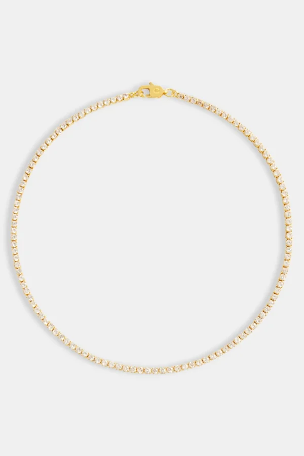 Womens 2.5mm Micro Tennis Chain - Gold