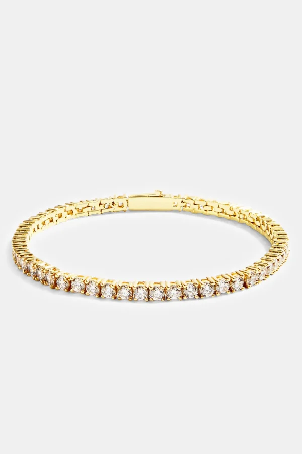 Womens 3mm Tennis Bracelet - Gold