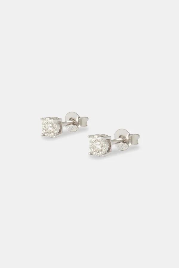 Womens Moissanite Cluster Stud Earrings - 4.5mm