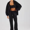 Womens Zip Through Hoodie and Jogger Set - Black