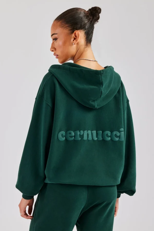 Womens Zip Through Hoodie - Dark Green