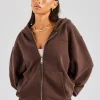 Womens Zip Through Hoodie - Chocolate