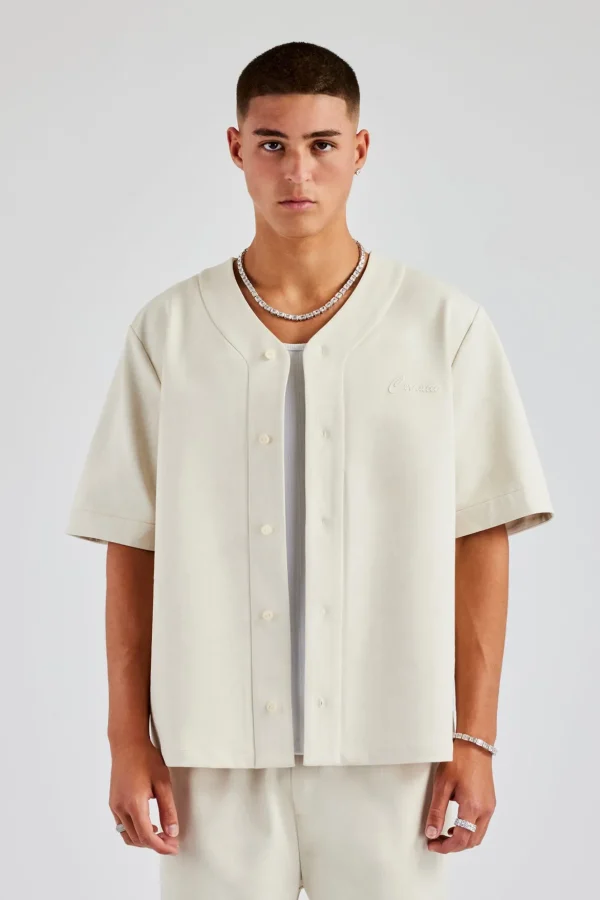 Woven Embroidered Baseball Shirt