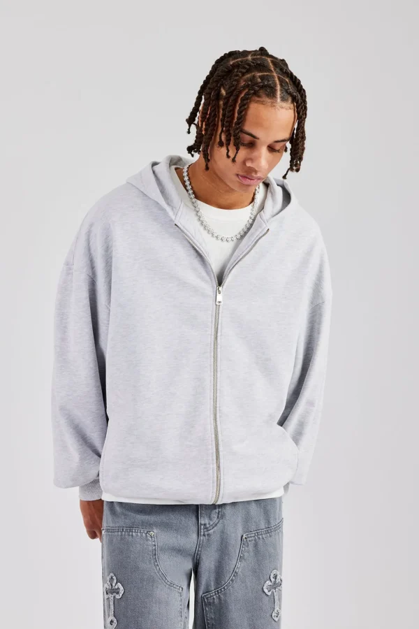 Zip Through Hoodie - Ash Grey