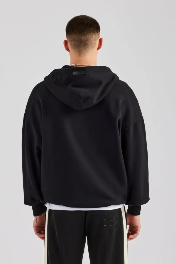 Zip Through Hoodie - Black