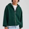 Zip Through Hoodie - Dark Green