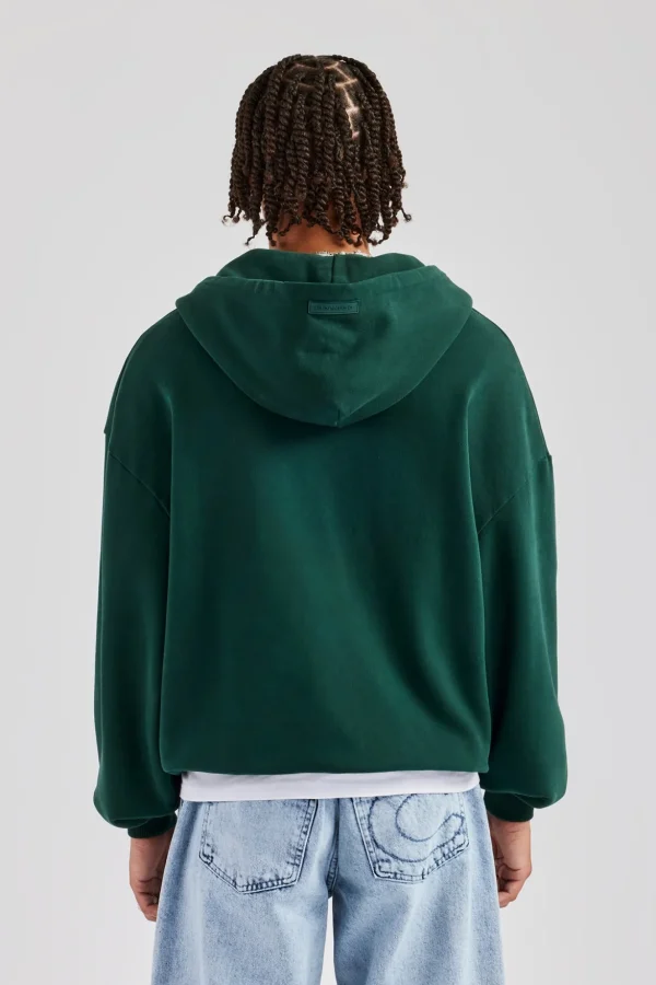 Zip Through Hoodie - Dark Green