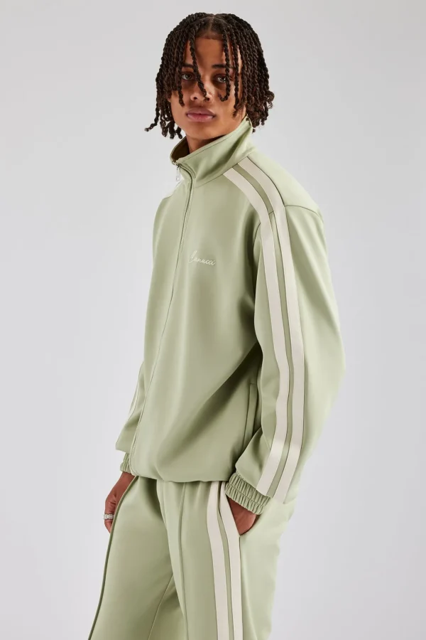 Zip Through Taping Track Jacket - Sage