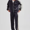 Zip Through Taping Velour Tracksuit - Charcoal